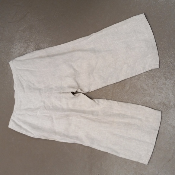 **VINTAGE**CRISTIAN TRAPANI OATMEAL COLORED 100% LINEN CAPRIS WITH POCKETS - Picture 12 of 16